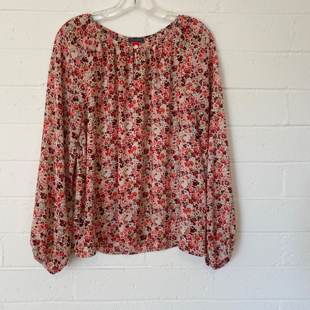 Vince Camuto floral Longs Sleeve Blouse L